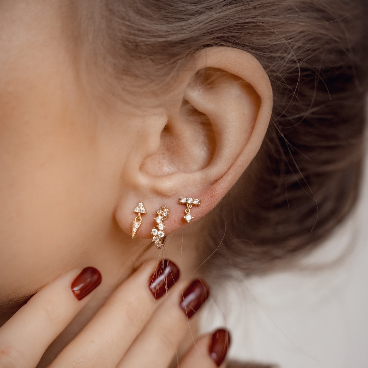 Boucles d’Oreille Trinity et Pointe Sterling Argent